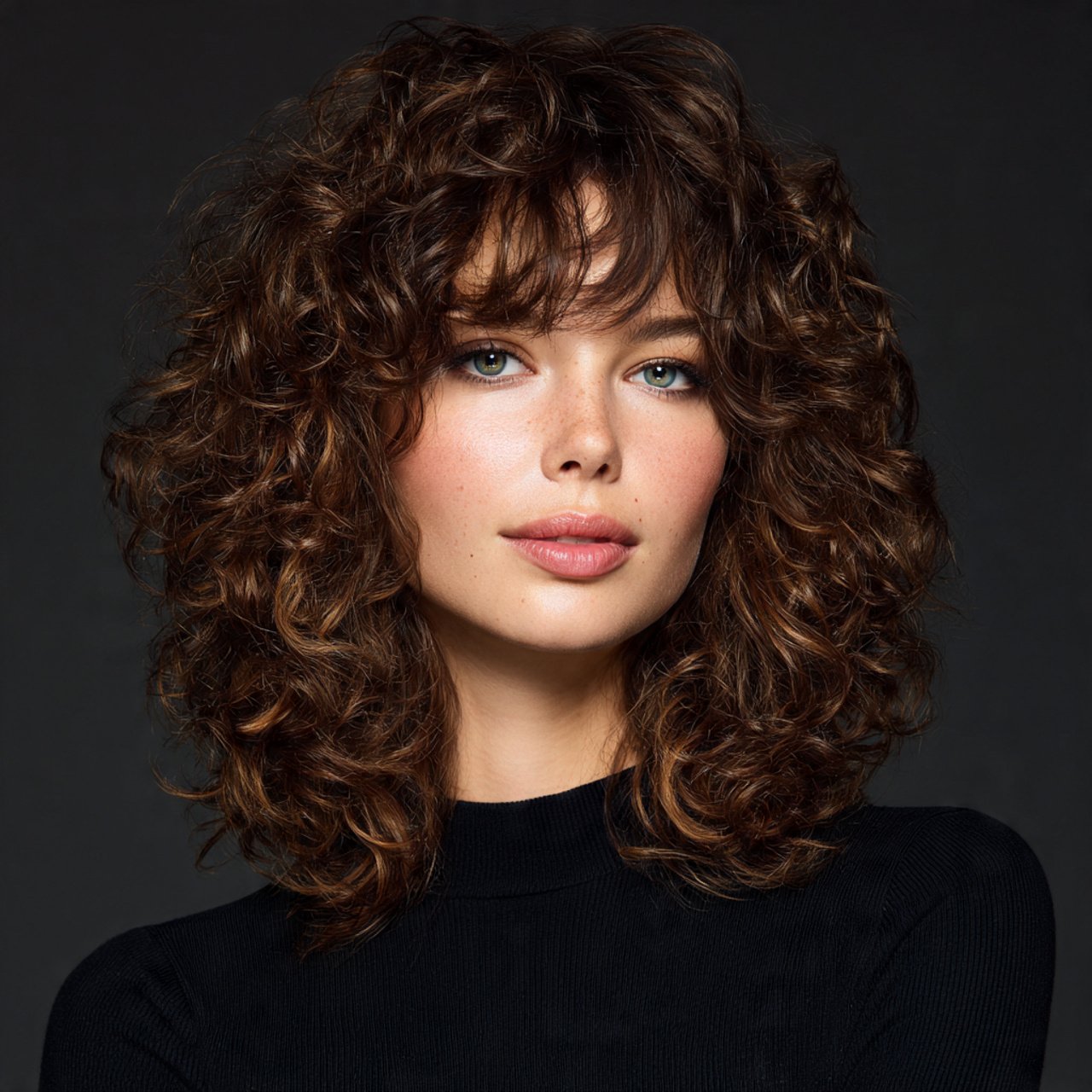shoulder length curly shag hairstyle for medium ha