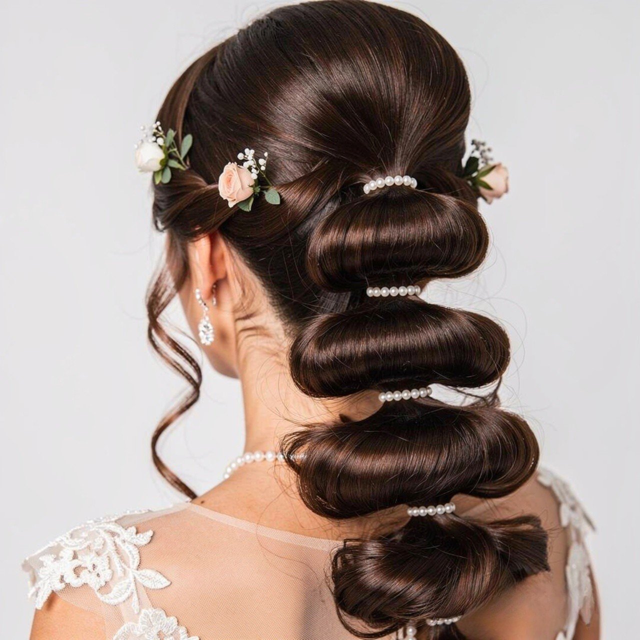 single elegant bubble ponytail wedding hairstyle c