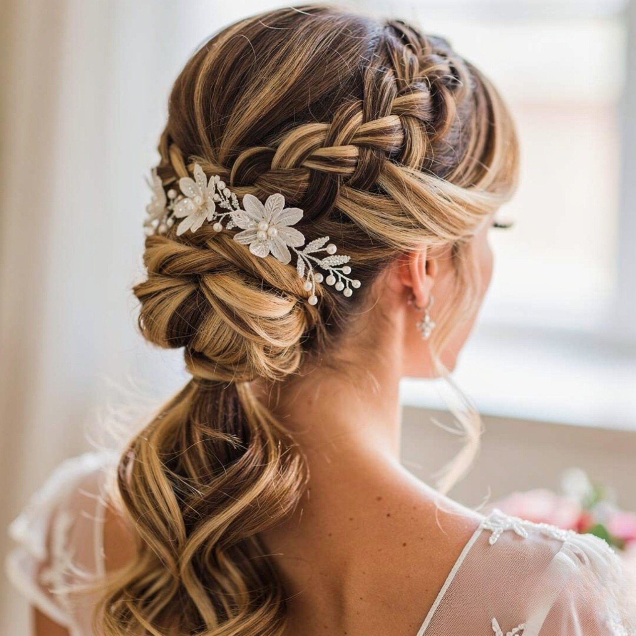 single photo focusing on hair elegant side swept w