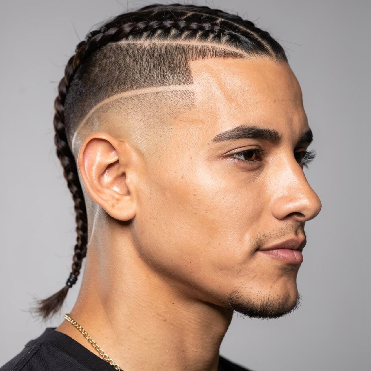 single photo of a man with braids and fade hairsty