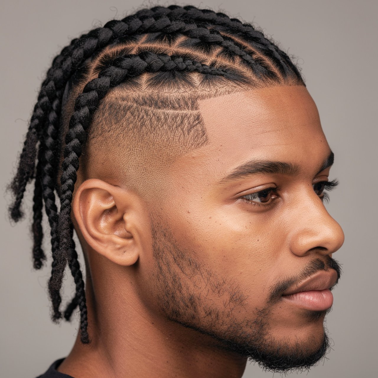 single photo of a man with two strand twists braid