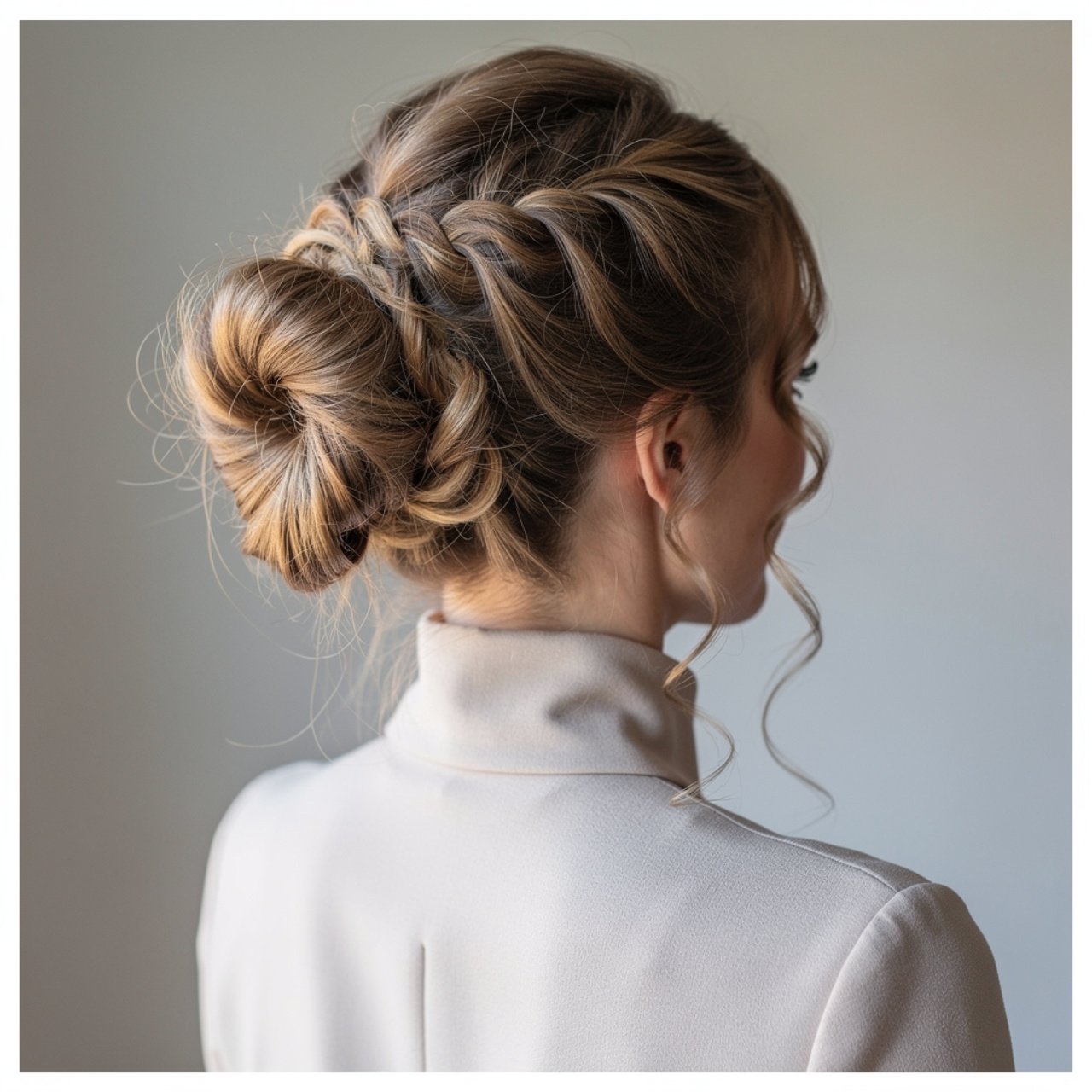 single photo of a woman with an easy curly half bu