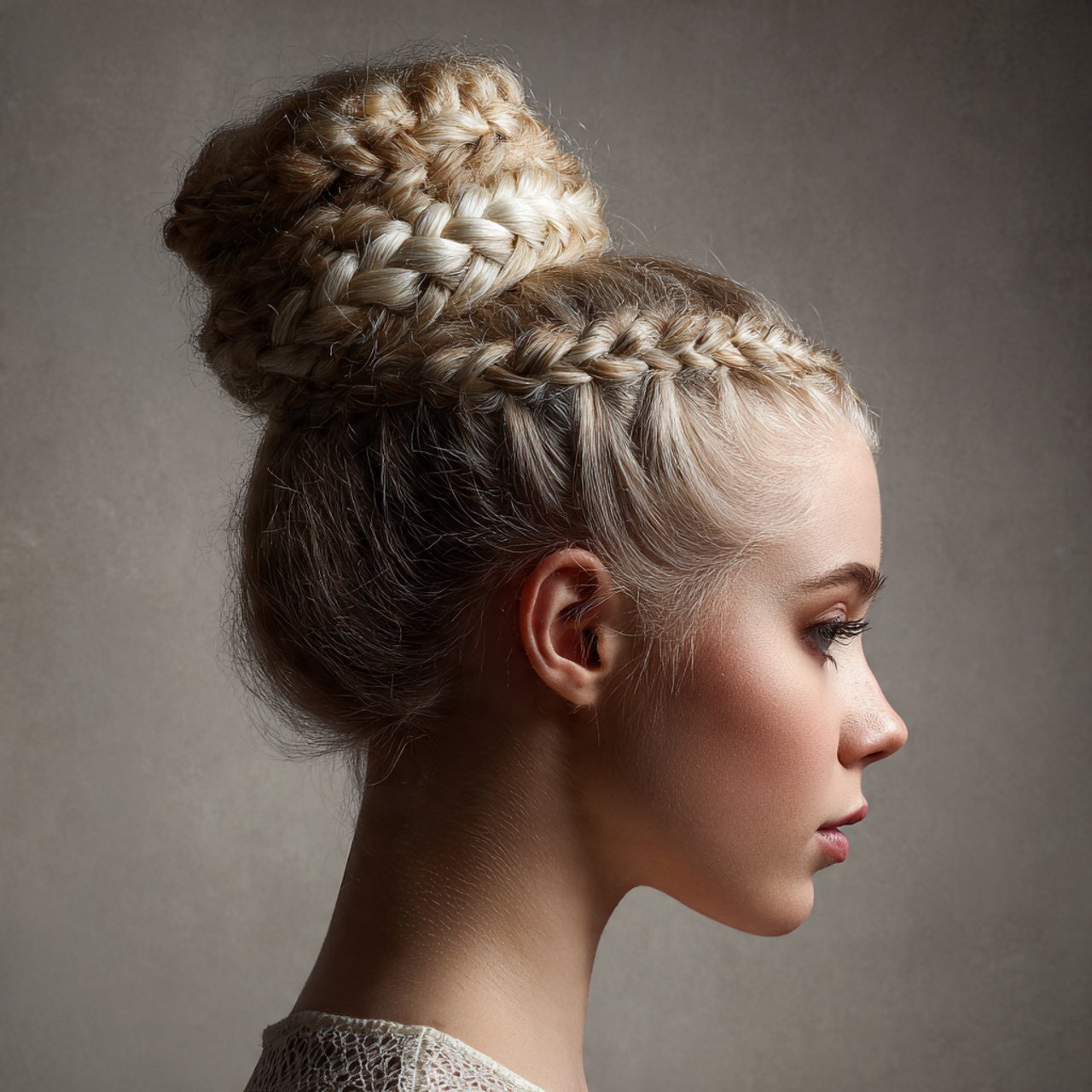 single photo of a woman with an elegant braided hi