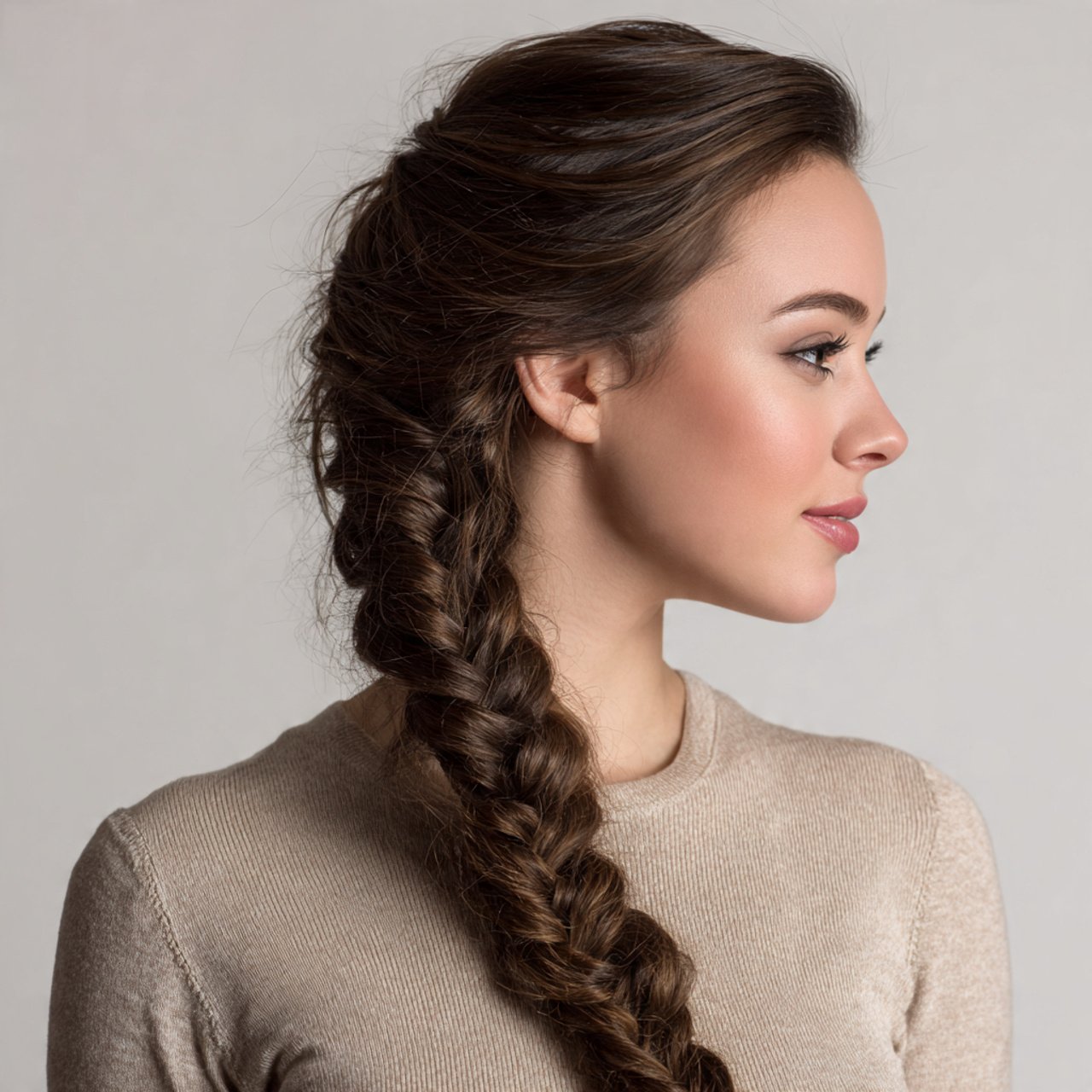 single photo of an easy side braid hairstyle neat