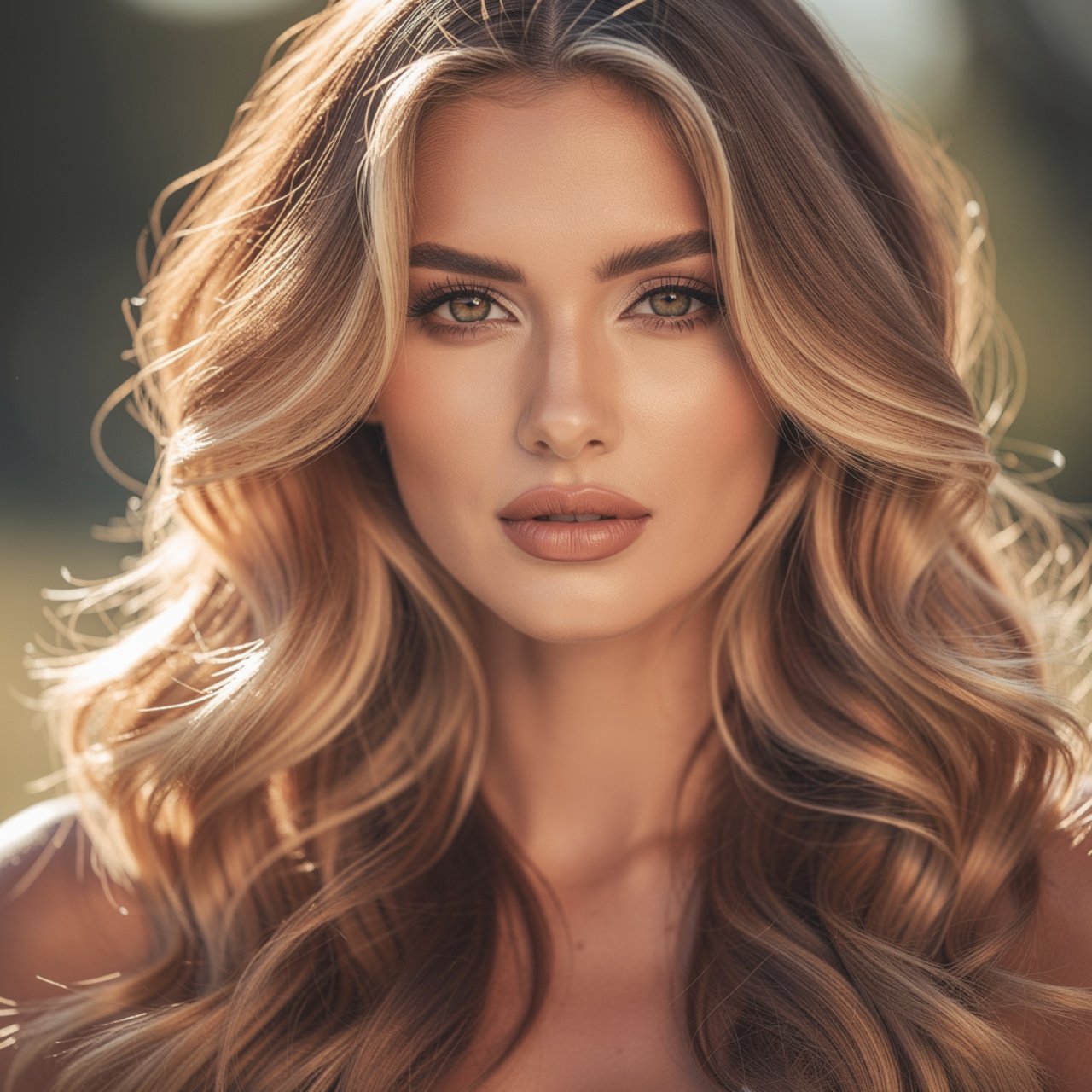 single photo showcasing sun kissed highlights hair
