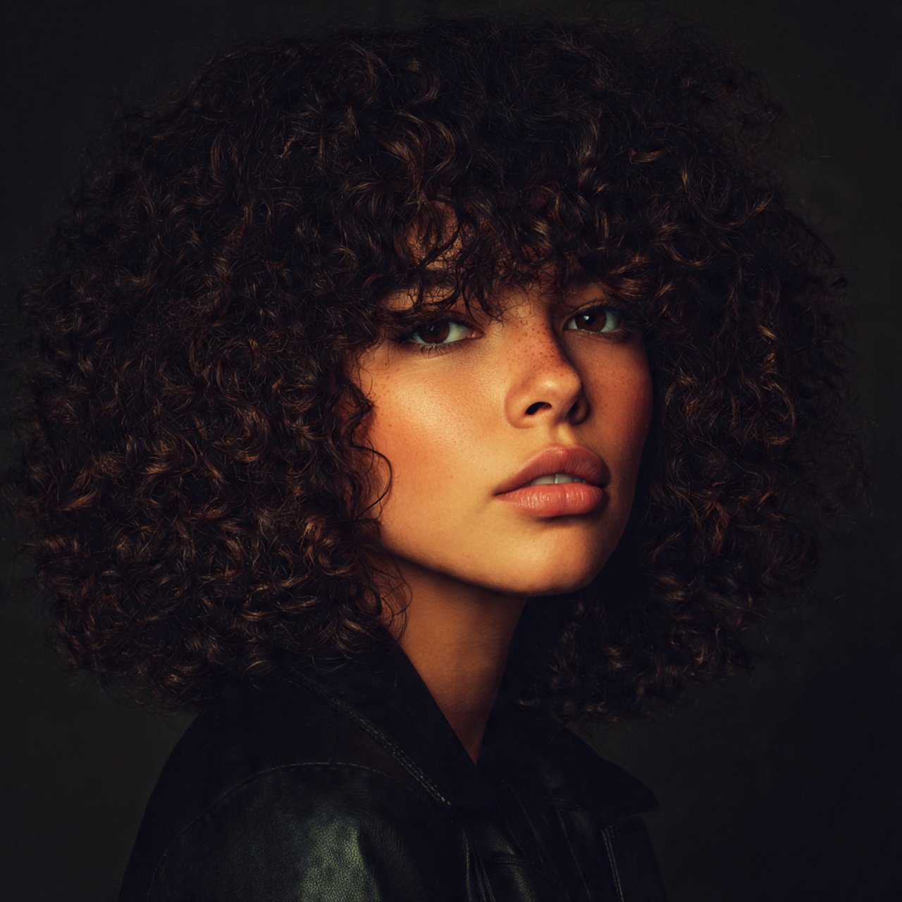 single portrait of a person with medium length cur