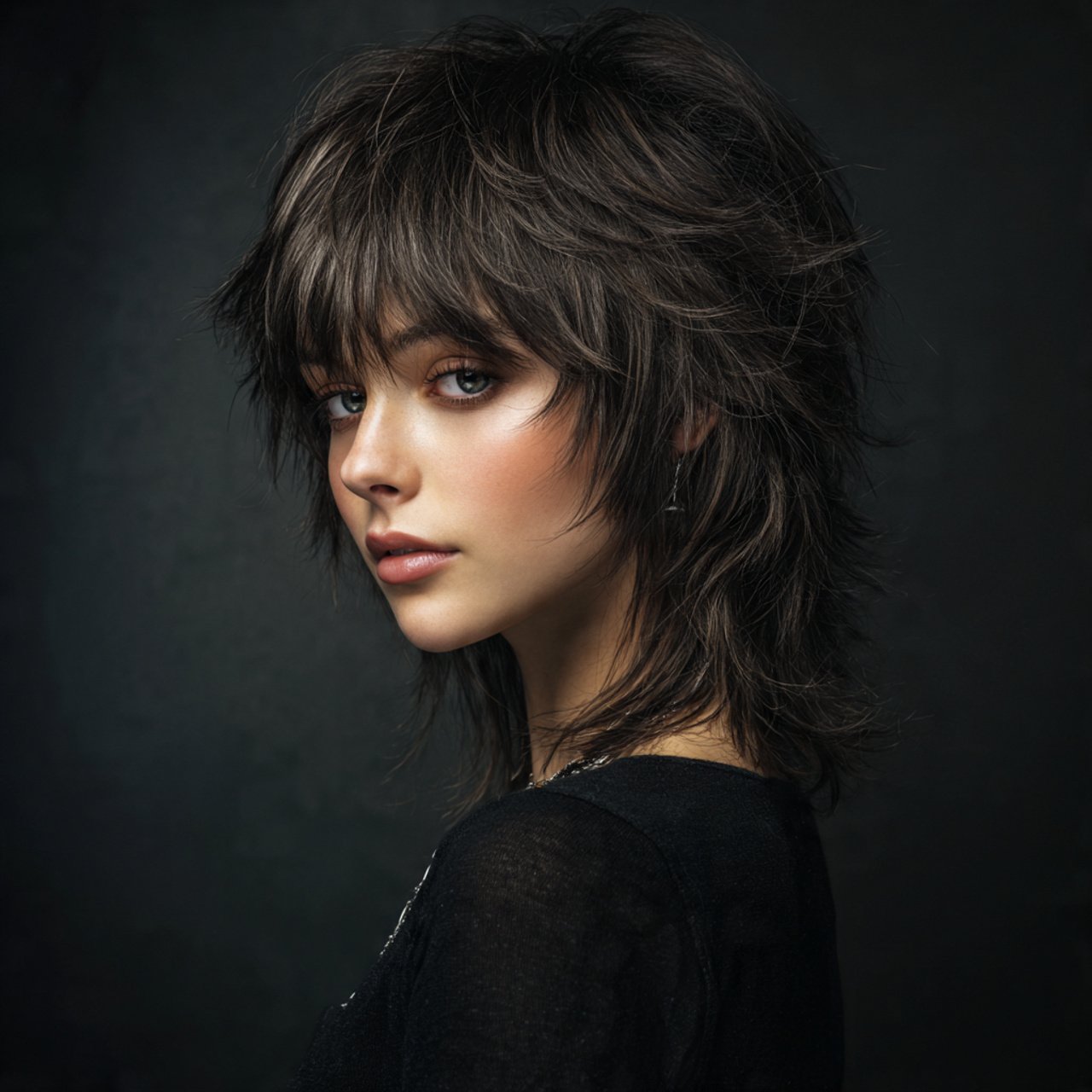 single portrait of a woman with a trendy shaggy wo