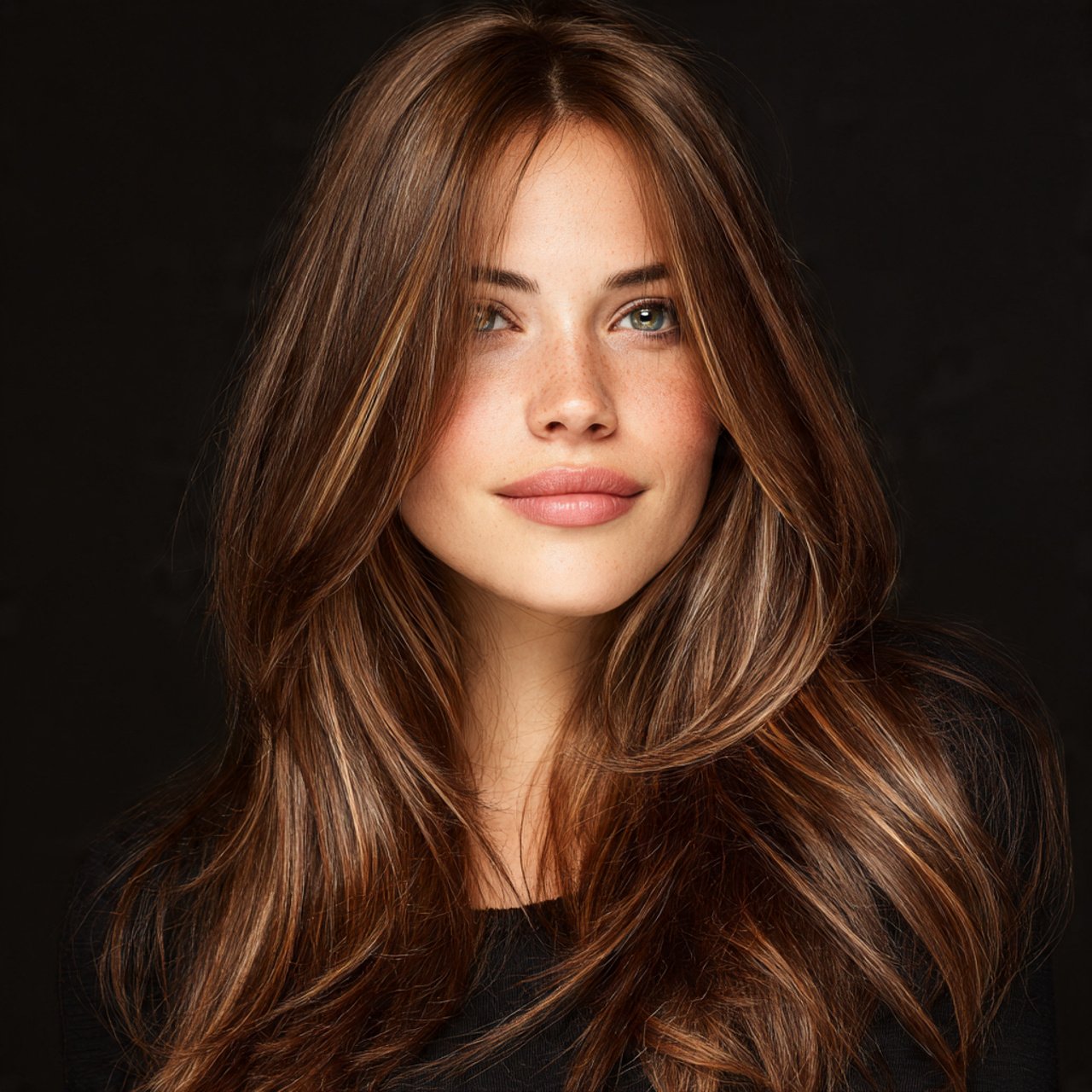 single portrait of a woman with cinnamon brunette
