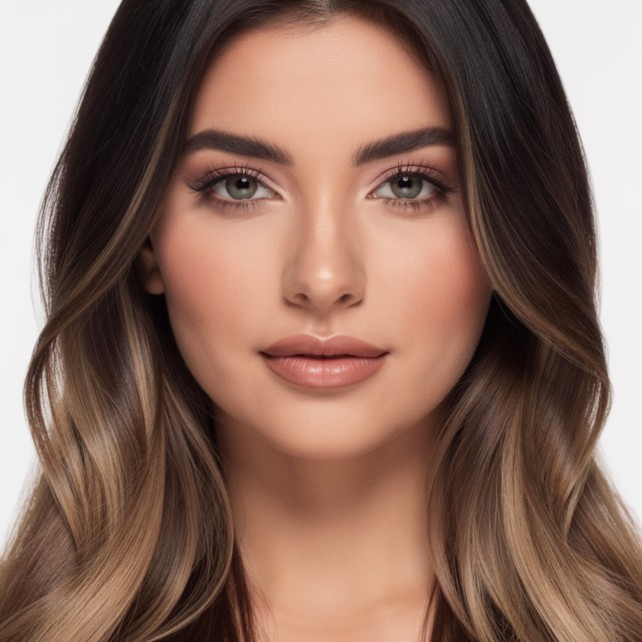 single portrait of a woman with natural dark hair