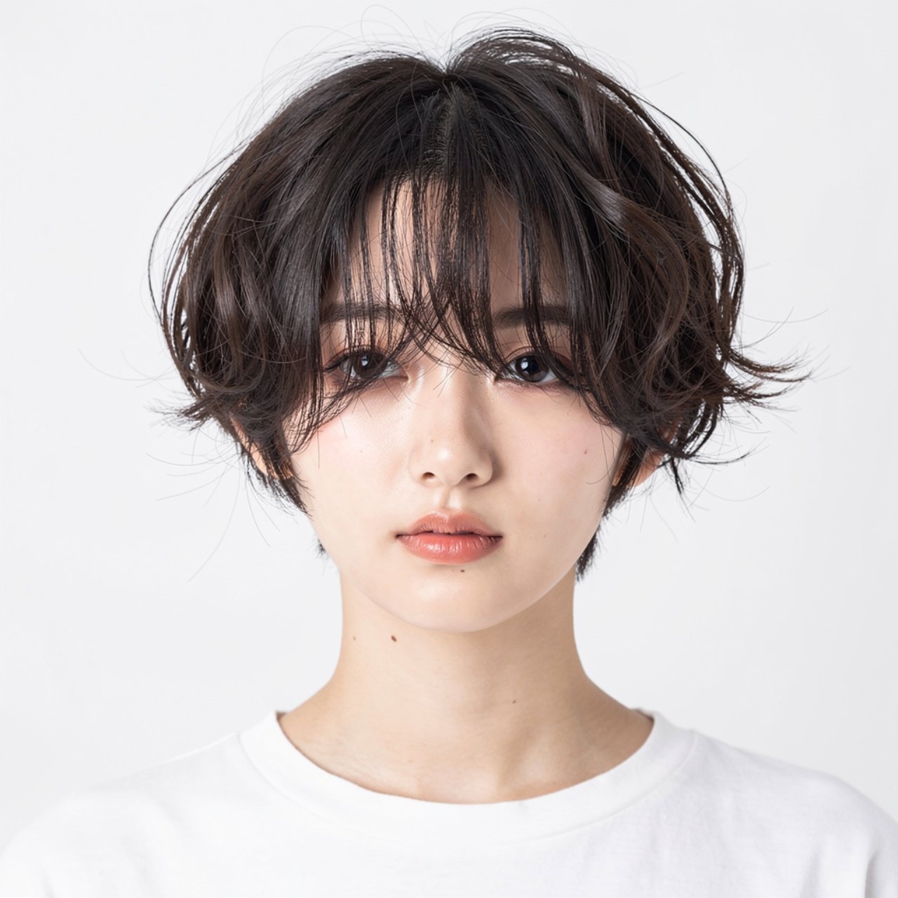 single portrait photo of a person with wispy curta