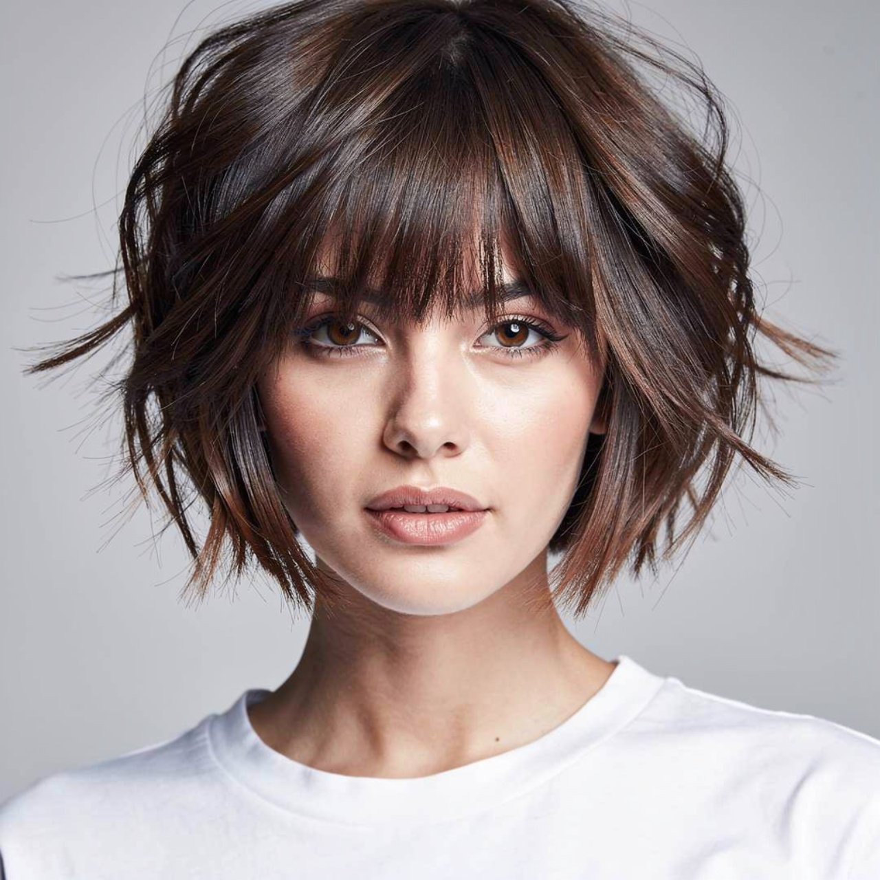 single portrait photo of a woman with curtain bang 1