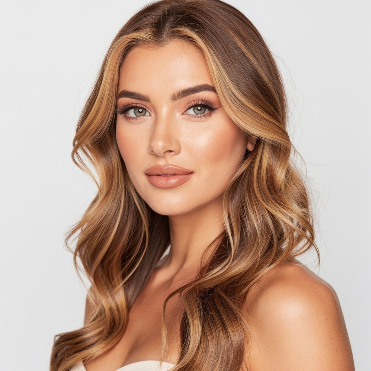 single portrait photo of a woman with honey blonde
