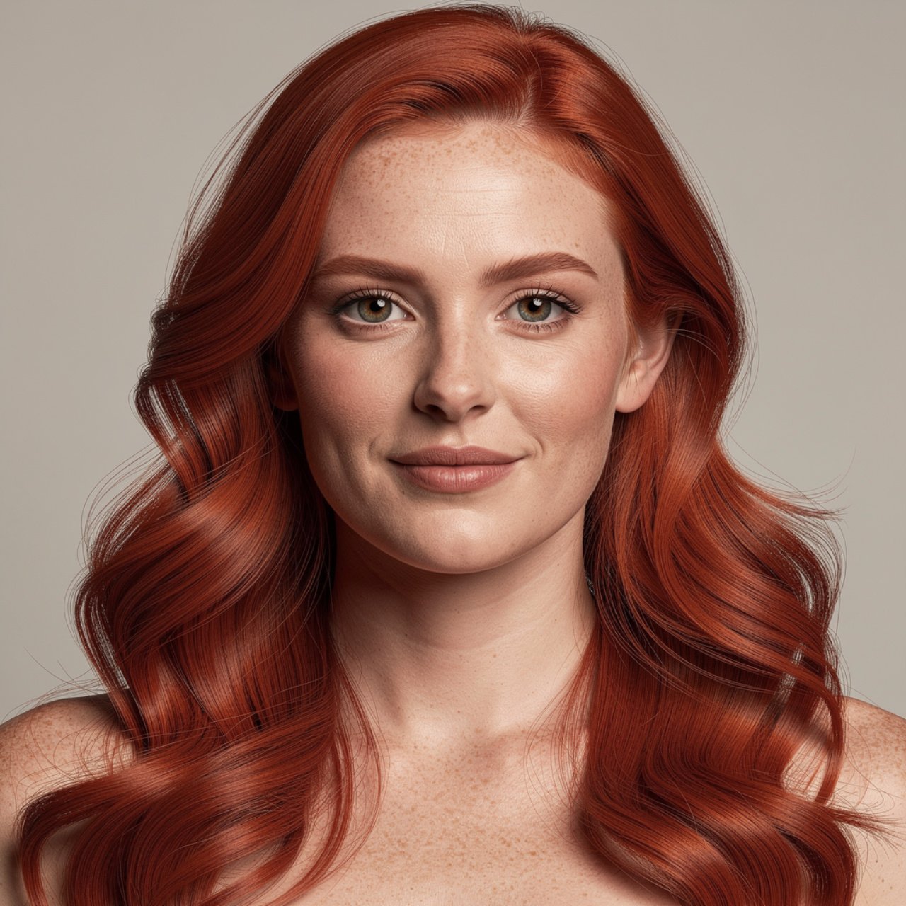 single portrait with vibrant red auburn hair color