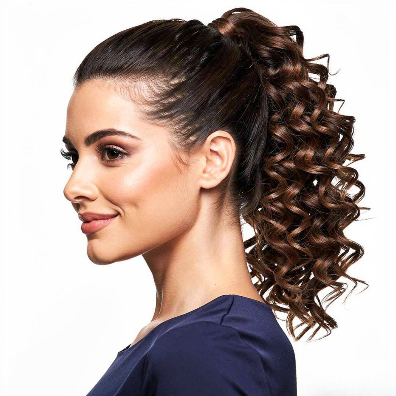 sleek curly ponytail hairstyle square portrait stu