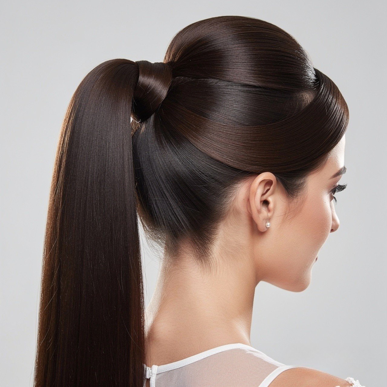 sleek high ponytail hairstyle for wedding elegant