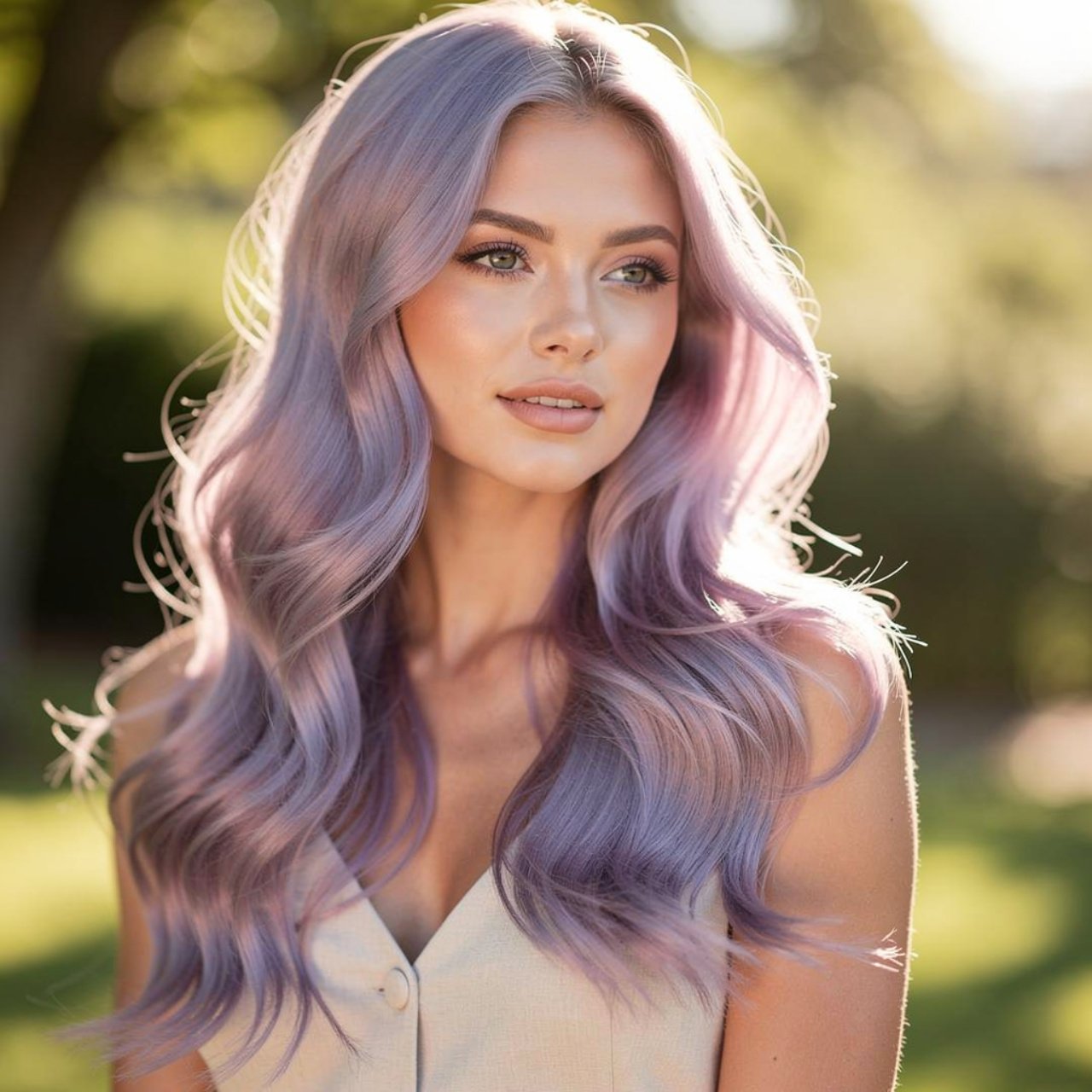 soft lavender tint summer hair color portrait of a