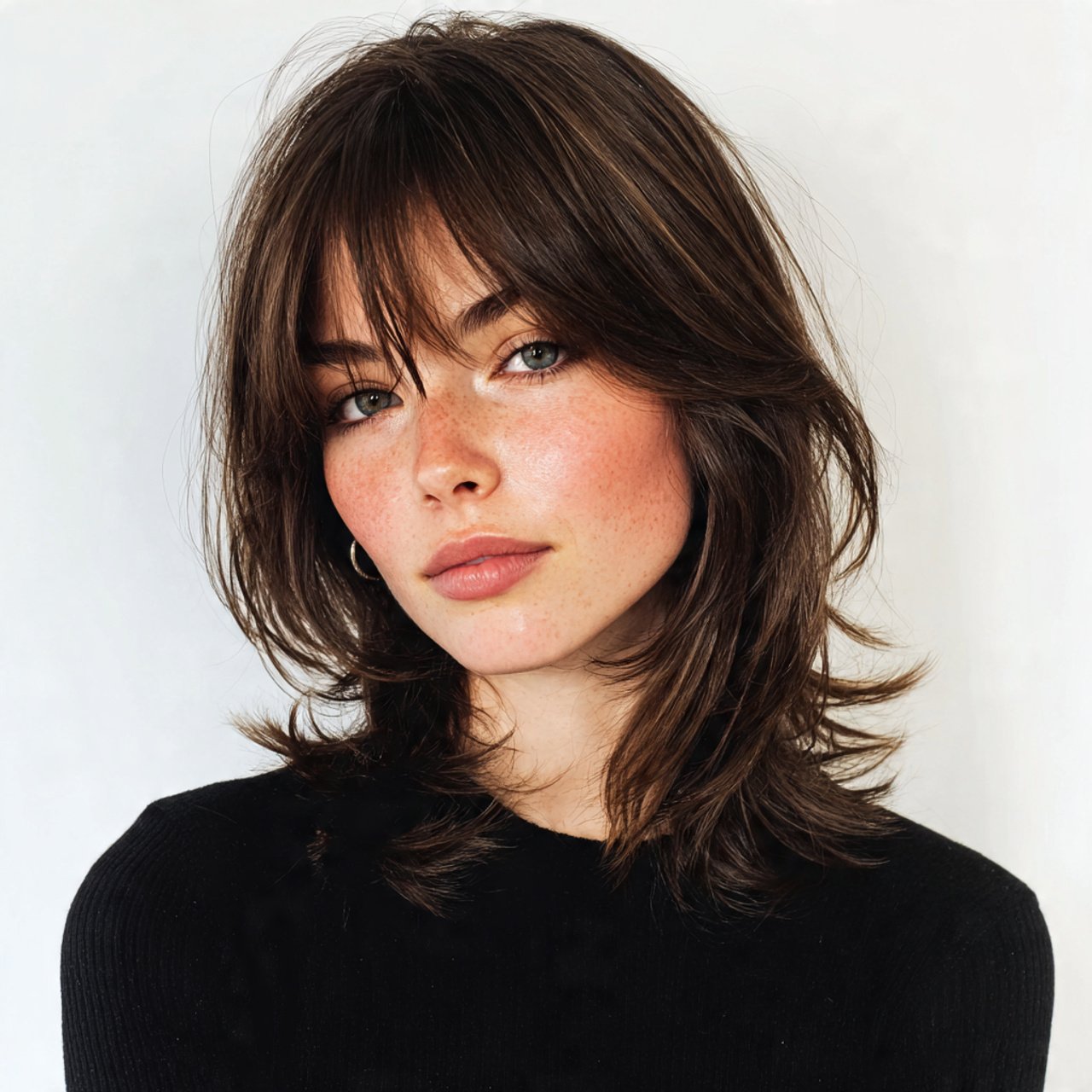 soft wolf cut hairstyle with face framing layers v
