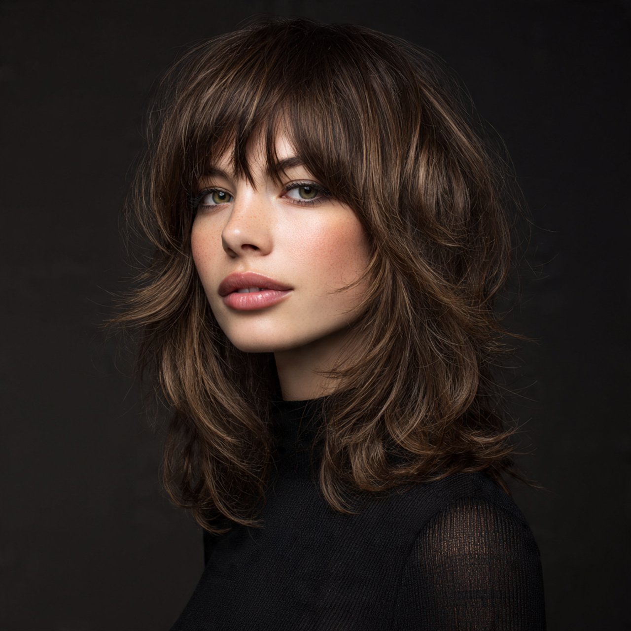 soft wolf cut hairstyle with subtle highlights sho