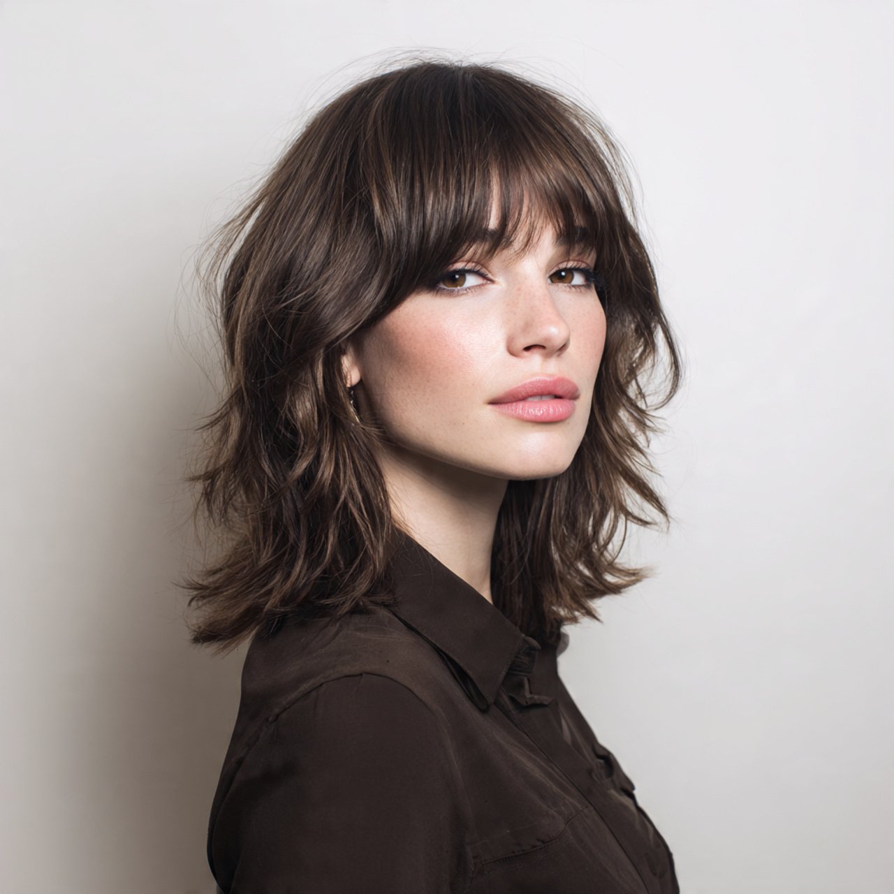 soft wolf cut hairstyle with subtle layers shoulde