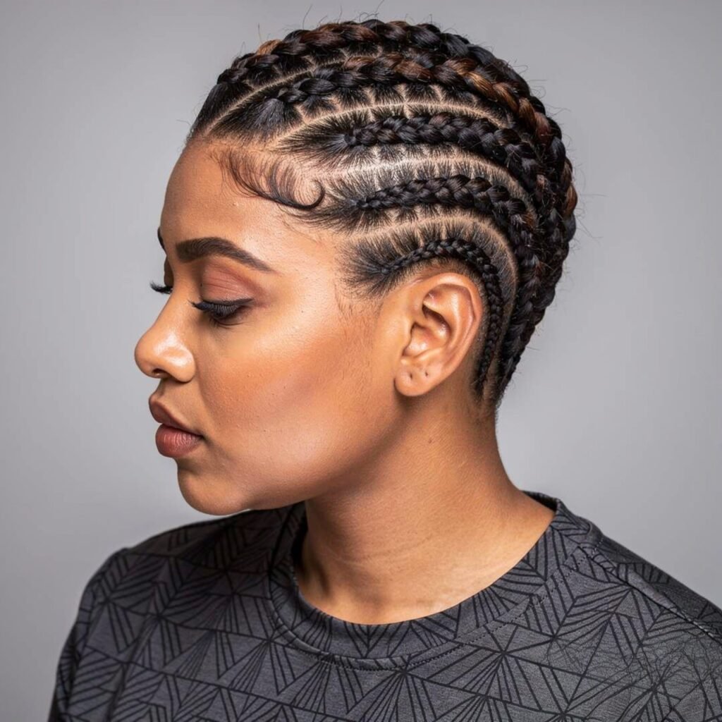 square portrait close up of micro braid hairstyles