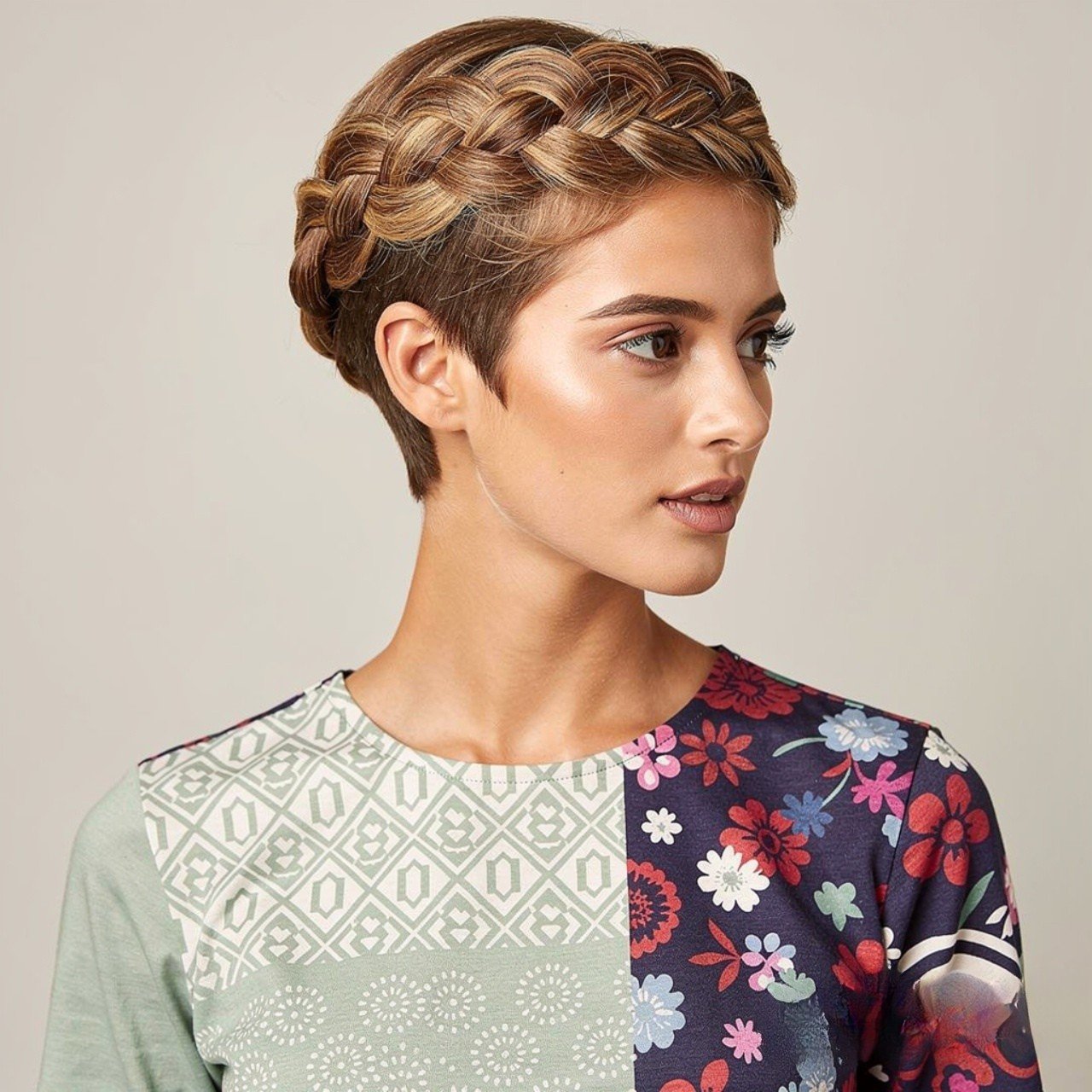 square portrait focus on hair twisted braid hairst