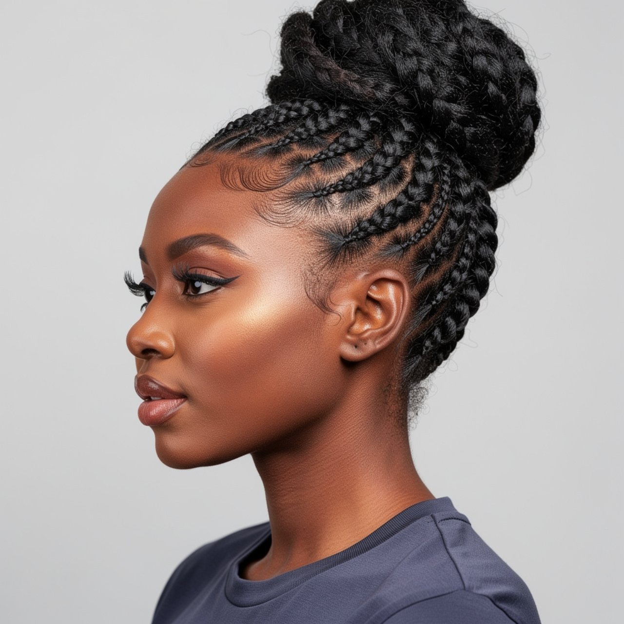 square portrait of a black woman with an elegant b