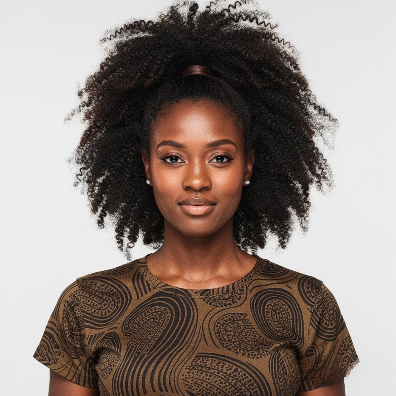 square portrait of a black woman with voluminous n 2