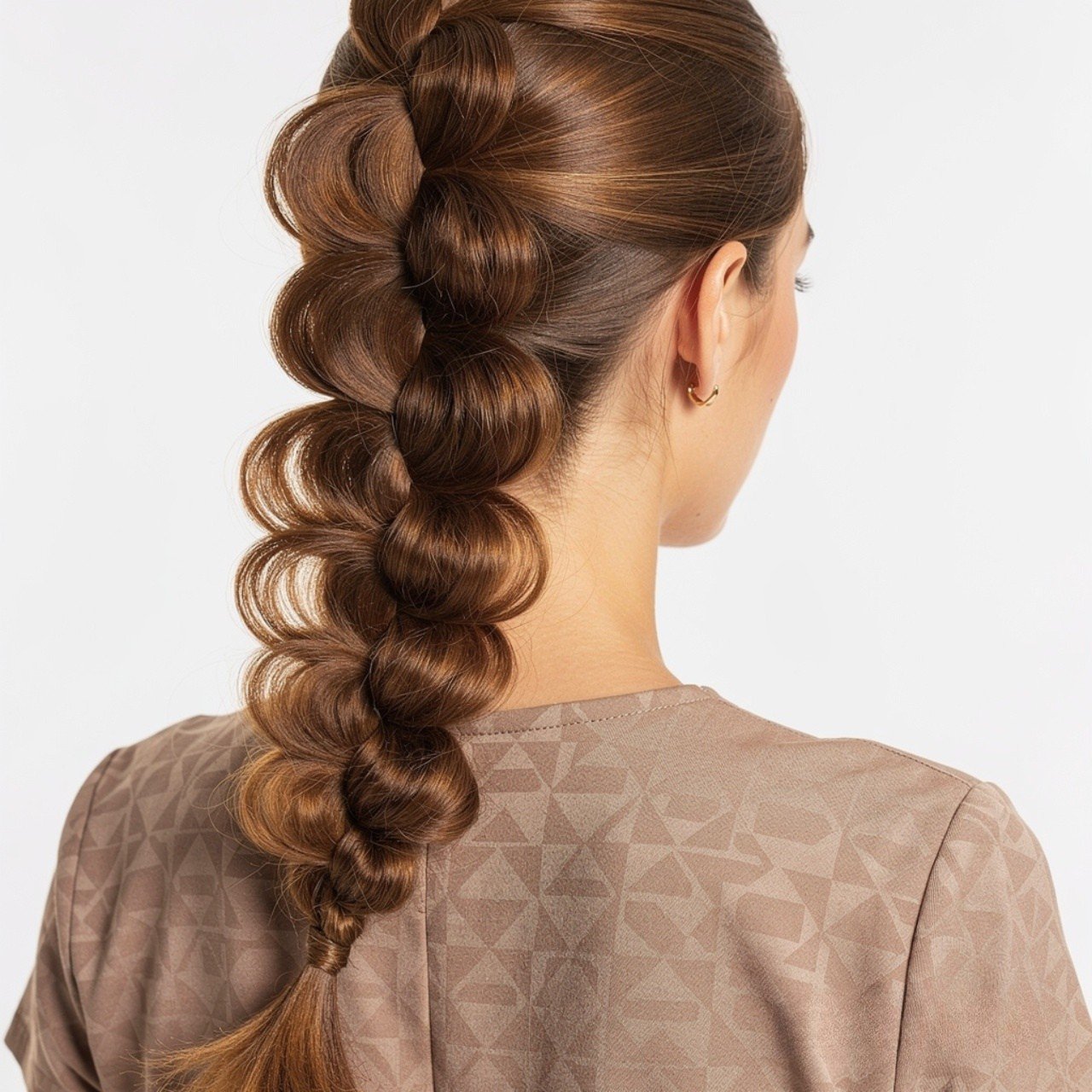 square portrait of a person with a bubble braid po