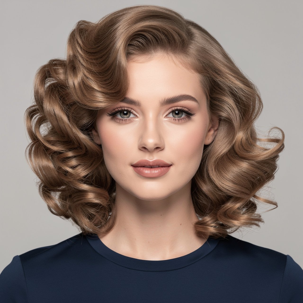 square portrait of a person with an elegant curly