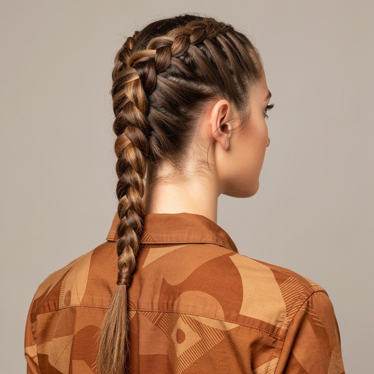 square portrait of a person with rope braid ponyta