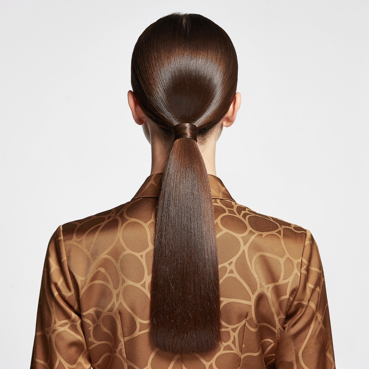 square portrait of a woman with a sleek low long p 1