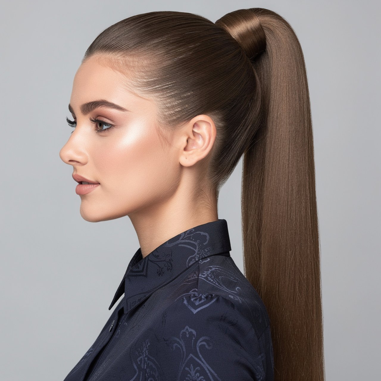 14 Trending Prom Hairstyles Straight Hair; Sleek & Chic Ideas that You'll Love 4 square portrait of a woman with high sleek ponytai