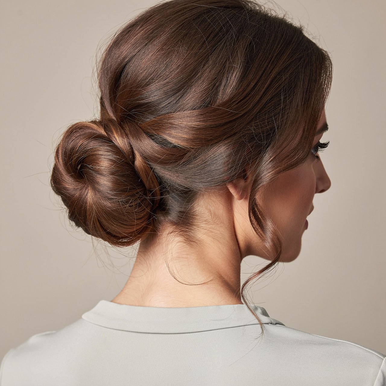 square portrait of a woman with medium length hair 1