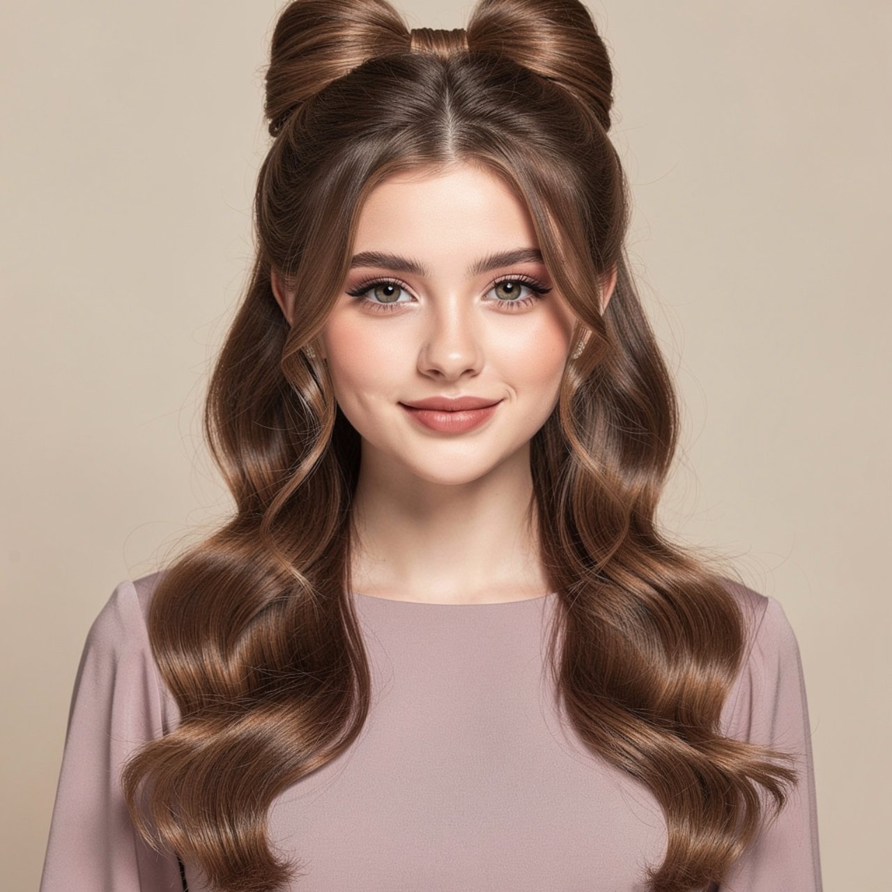 square portrait of a young woman with cute half up 1