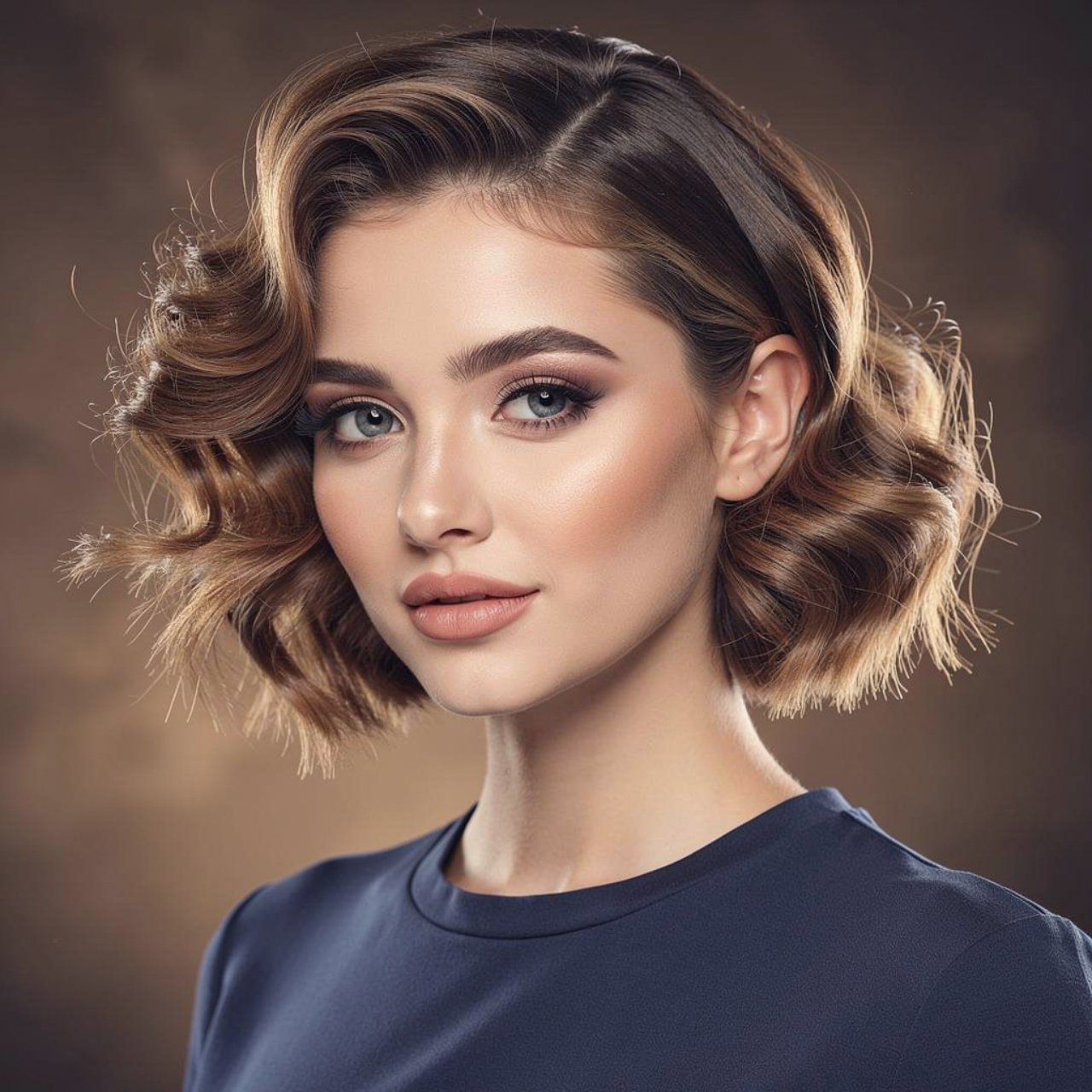 square portrait of a young woman with soft curls i
