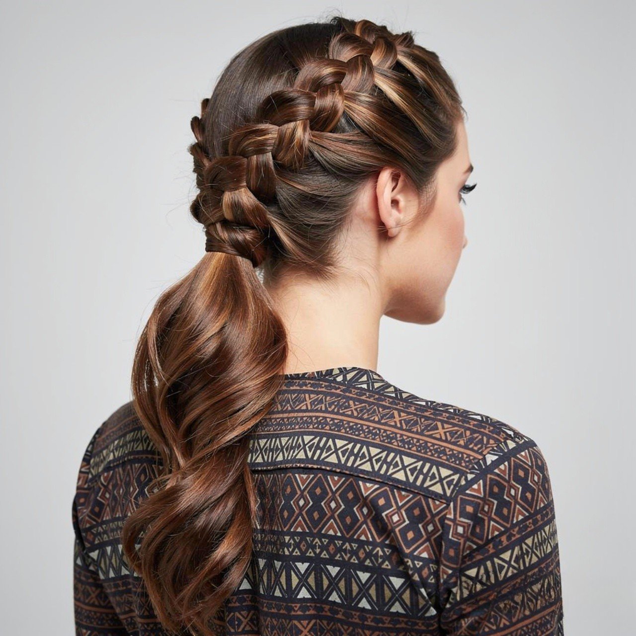 square portrait photo focused on hair woman with c
