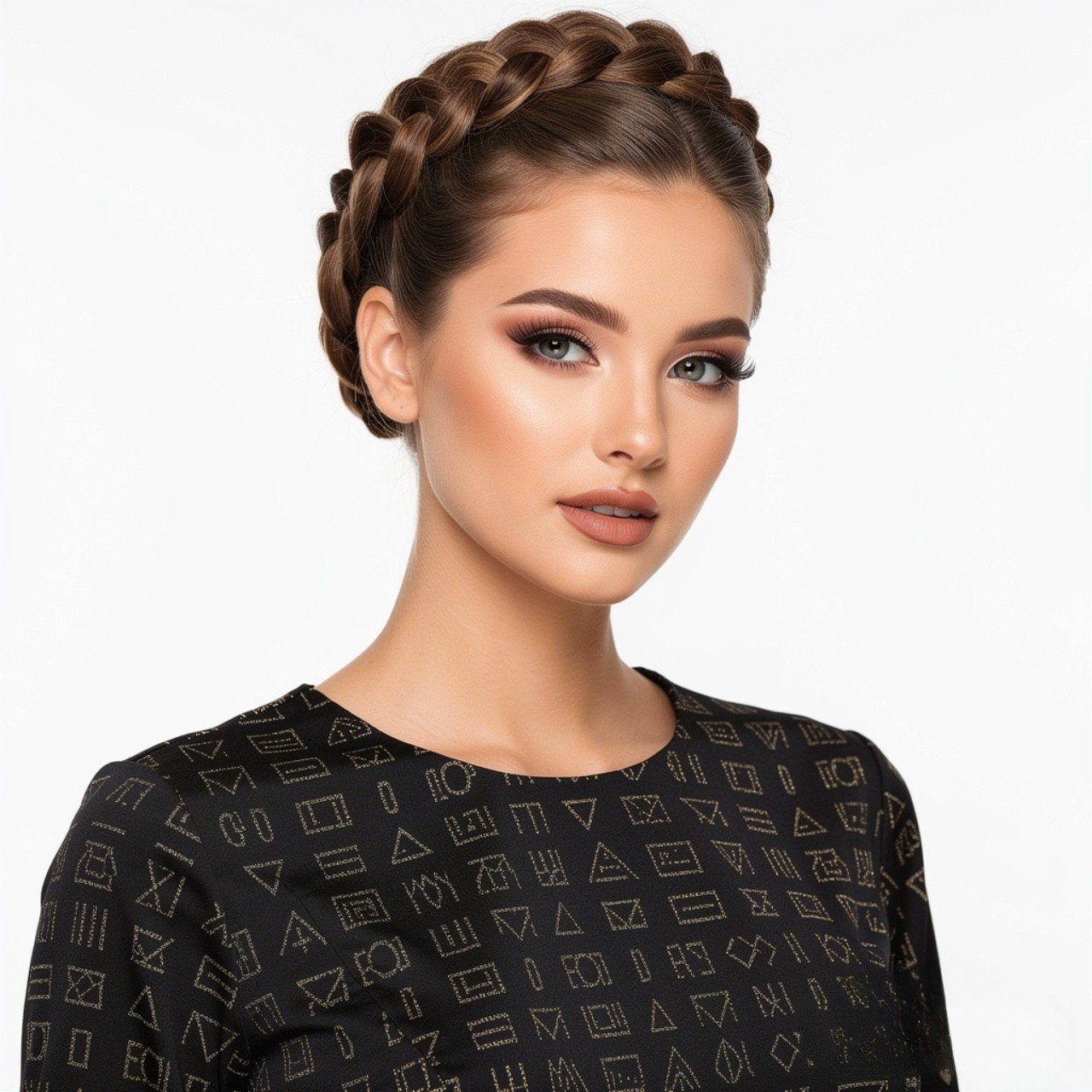 square portrait photo focusing on hair braided fro