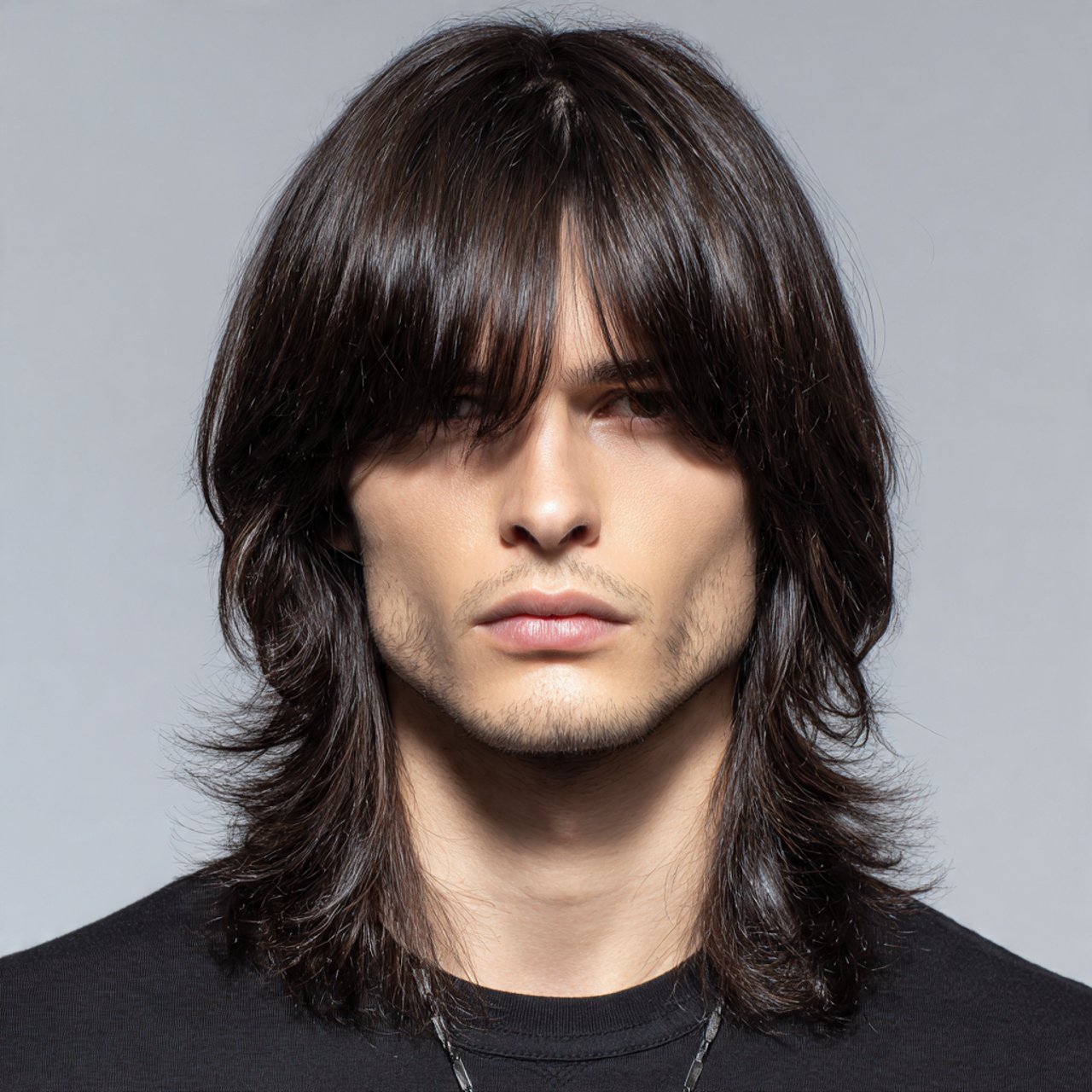 straight curtain bangs hairstyle for men frontal v