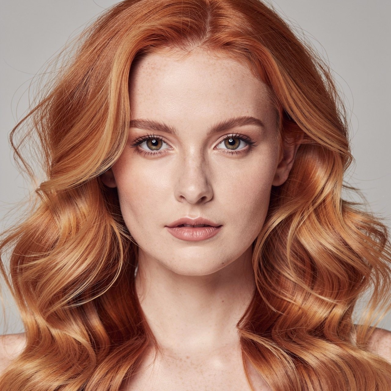 strawberry blonde hair color single portrait studi