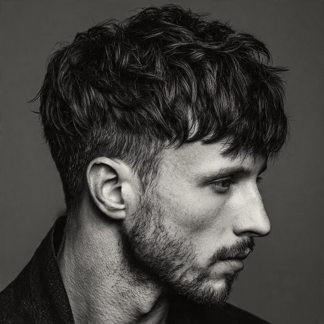 textured curtain bangs hairstyle for men modern ma
