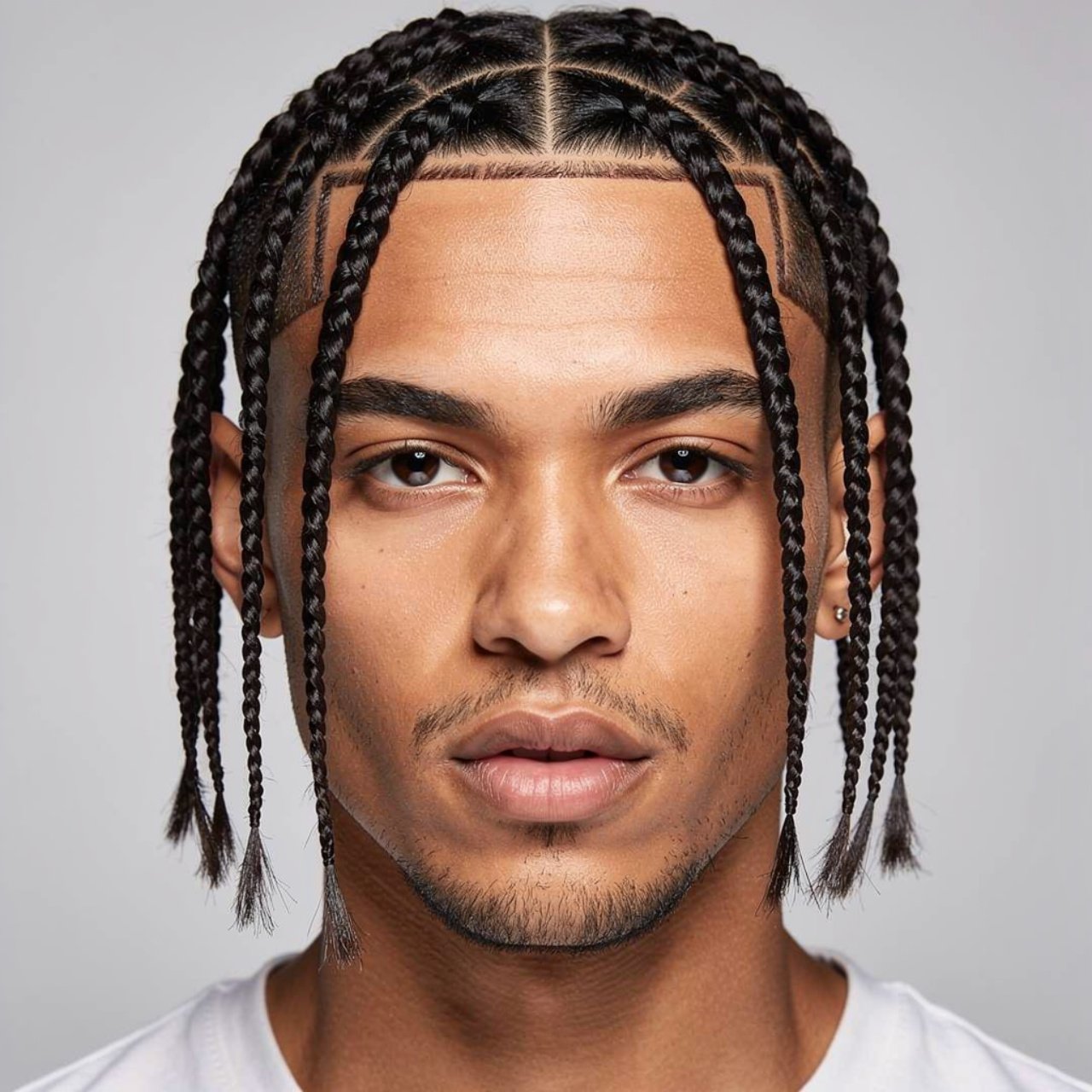 triangle part box braids hairstyle for men single