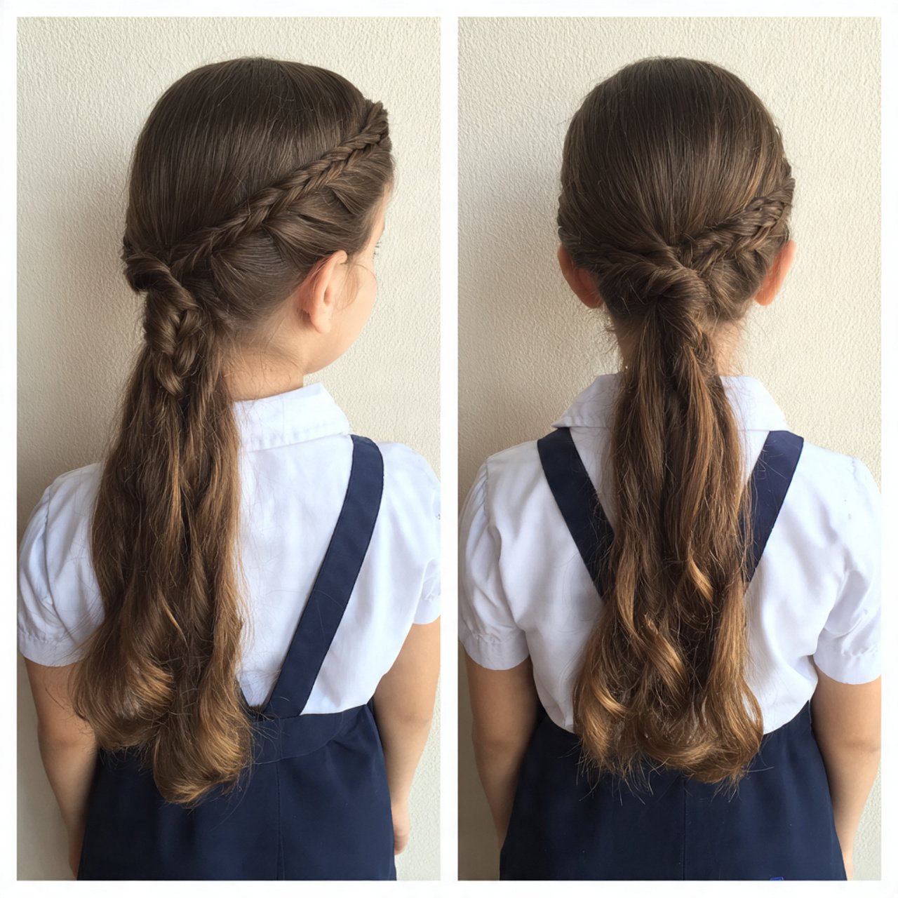 twisted half up braid hairstyle for a school girl