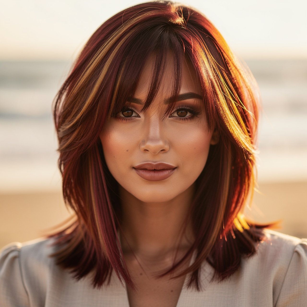 ultra realistic square photo of a woman with cherr