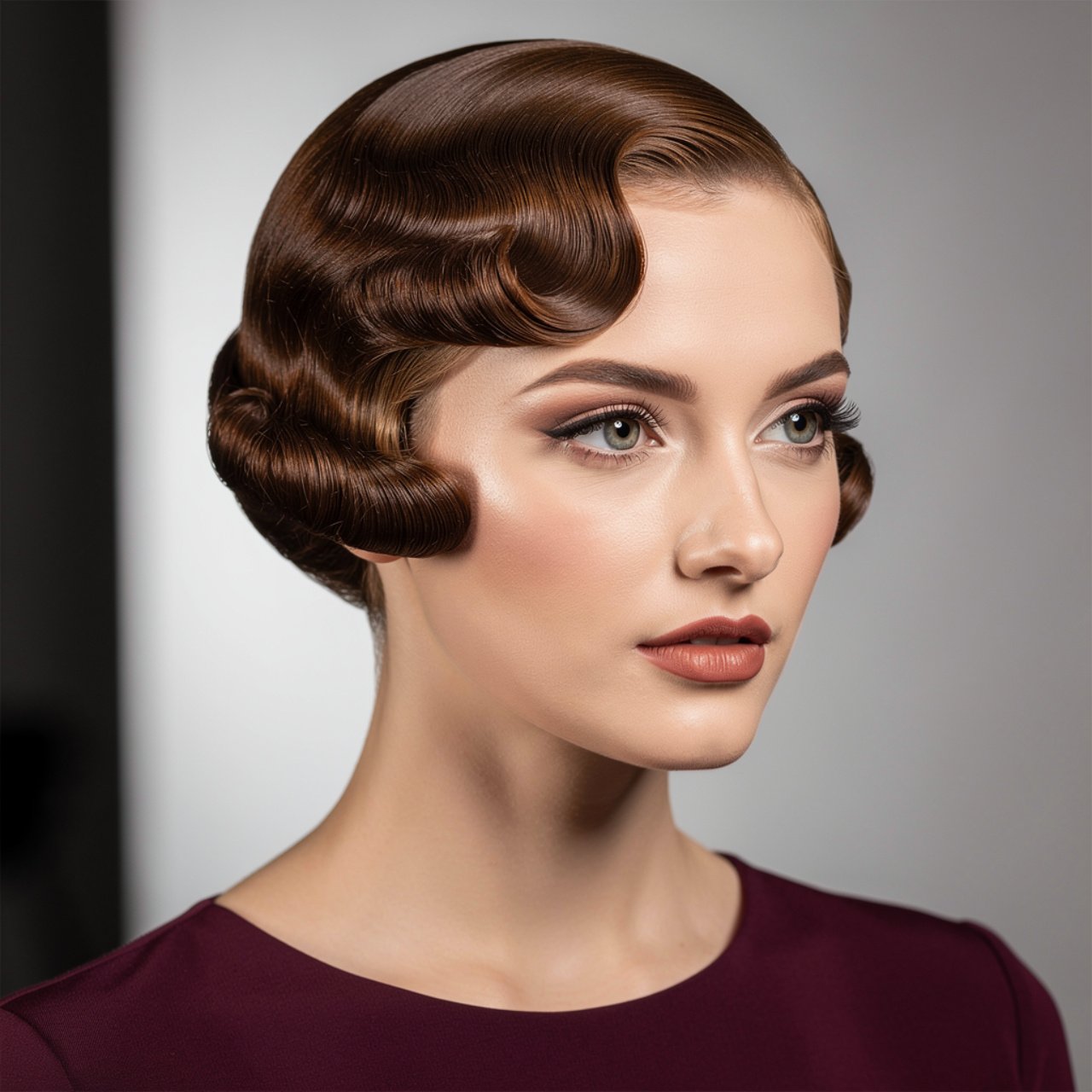 vintage finger waves short prom hairstyle square p