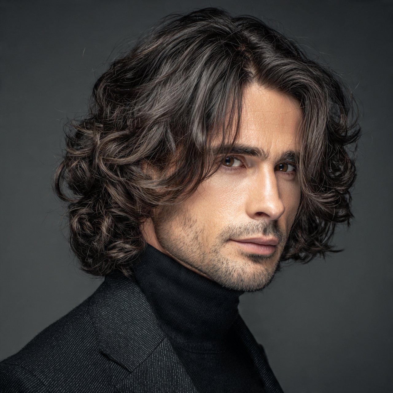 voluminous curtain bangs hairstyle for men modern