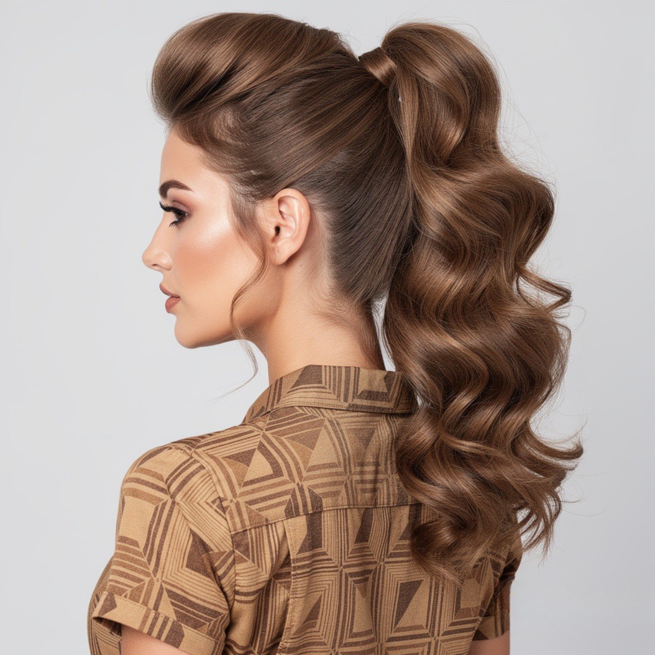 voluminous prom ponytail hairstyle square portrait