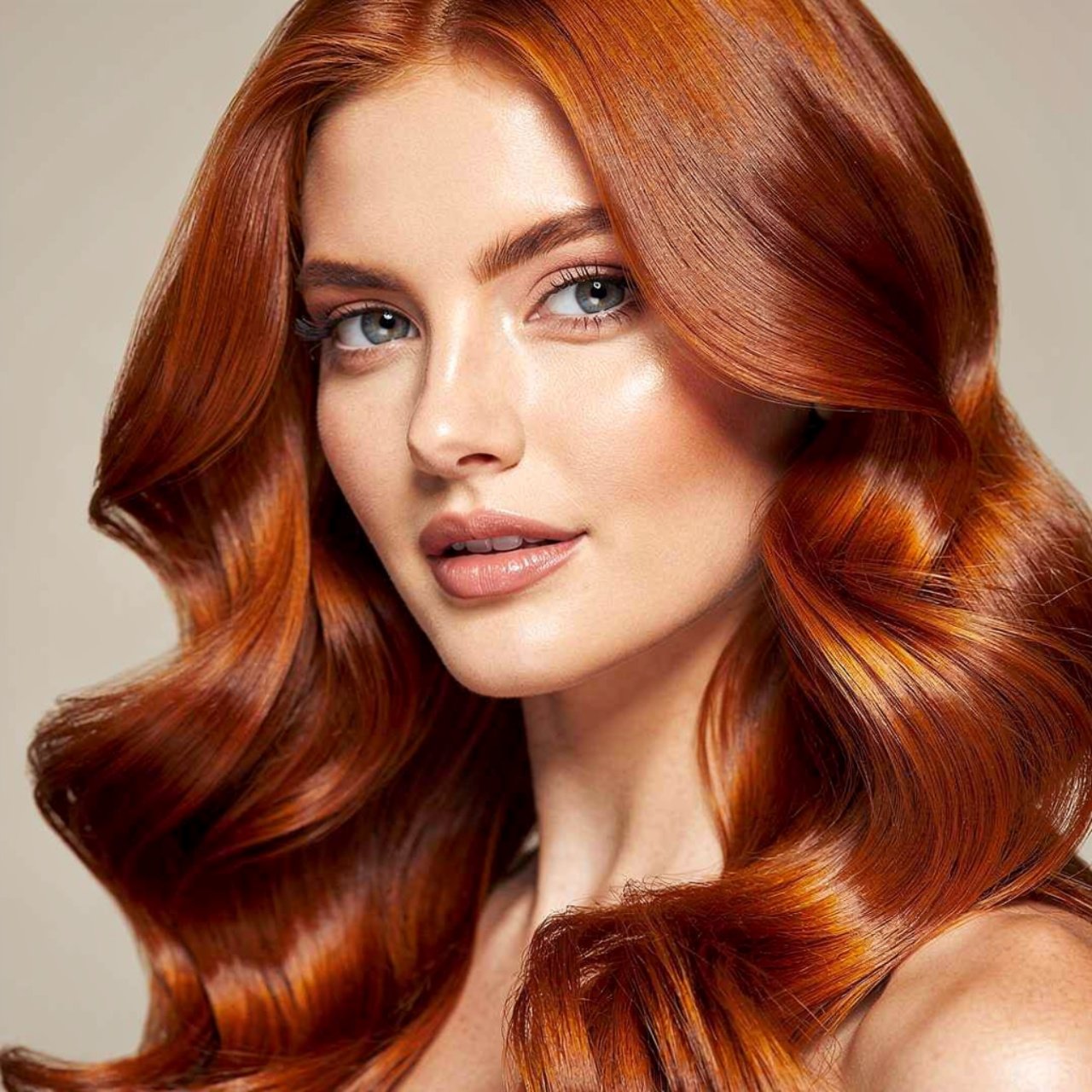 warm spice ginger hair color single portrait gloss