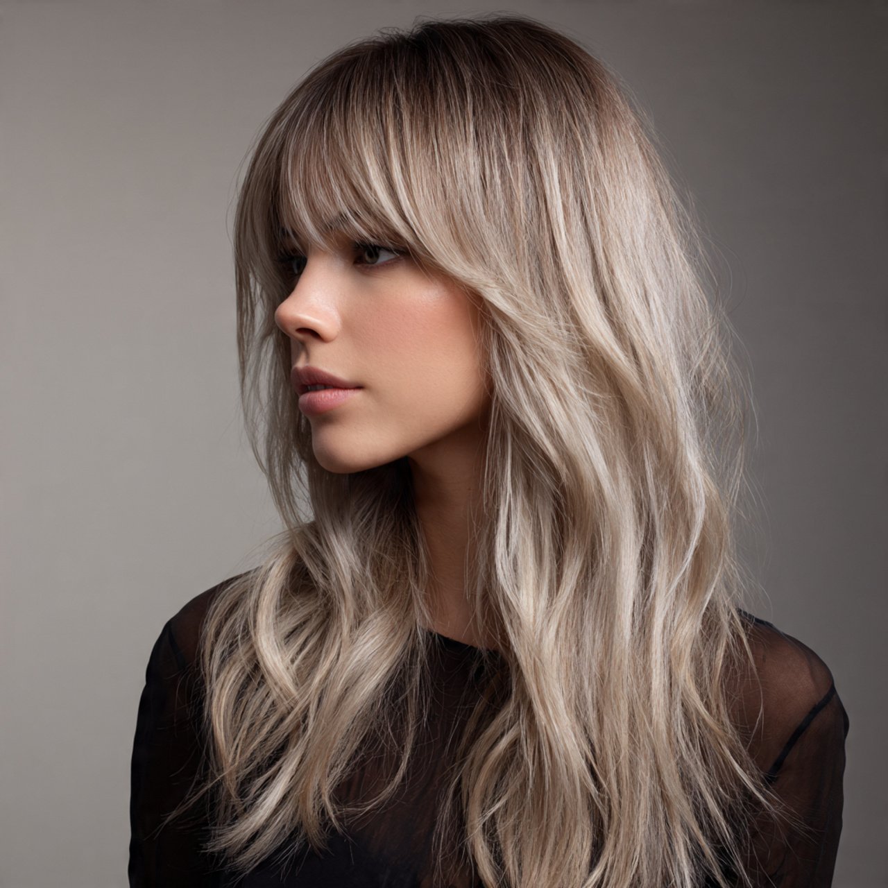 wolf cut long hairstyle with balayage coloring pro