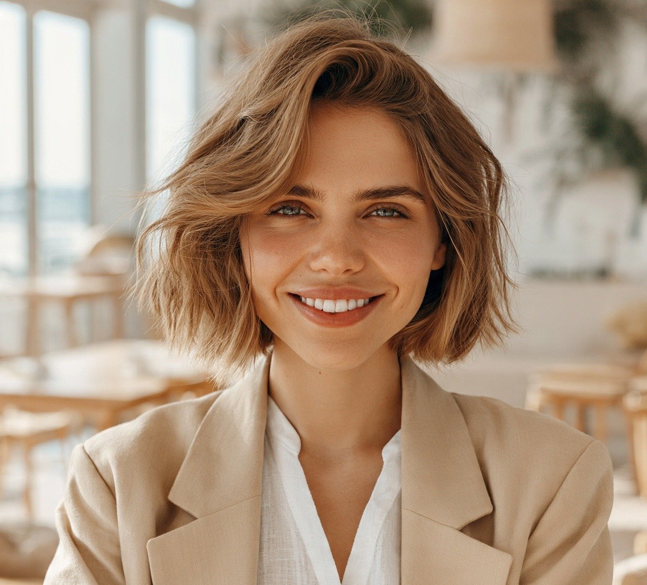 1. Beachy Wavy Bob Short Hairstyles