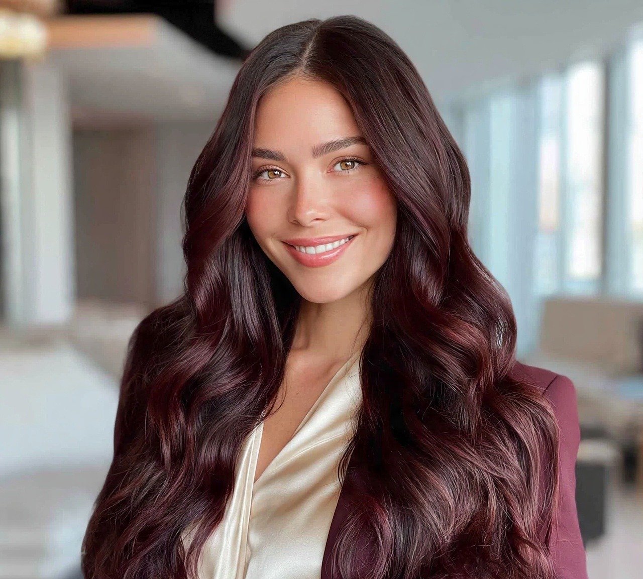 14 Trending Dark Red Hair Color Ideas You'll Want to Try Now 2 1. Burgundy Brown Balayage Red Hair Color
